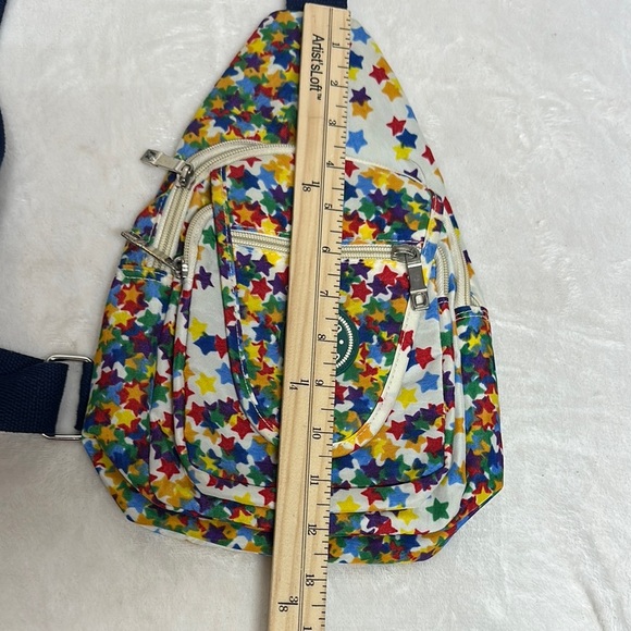 Blue and Yellow Mosaic Backpack with Adjustable Strap - Picture 9 of 10